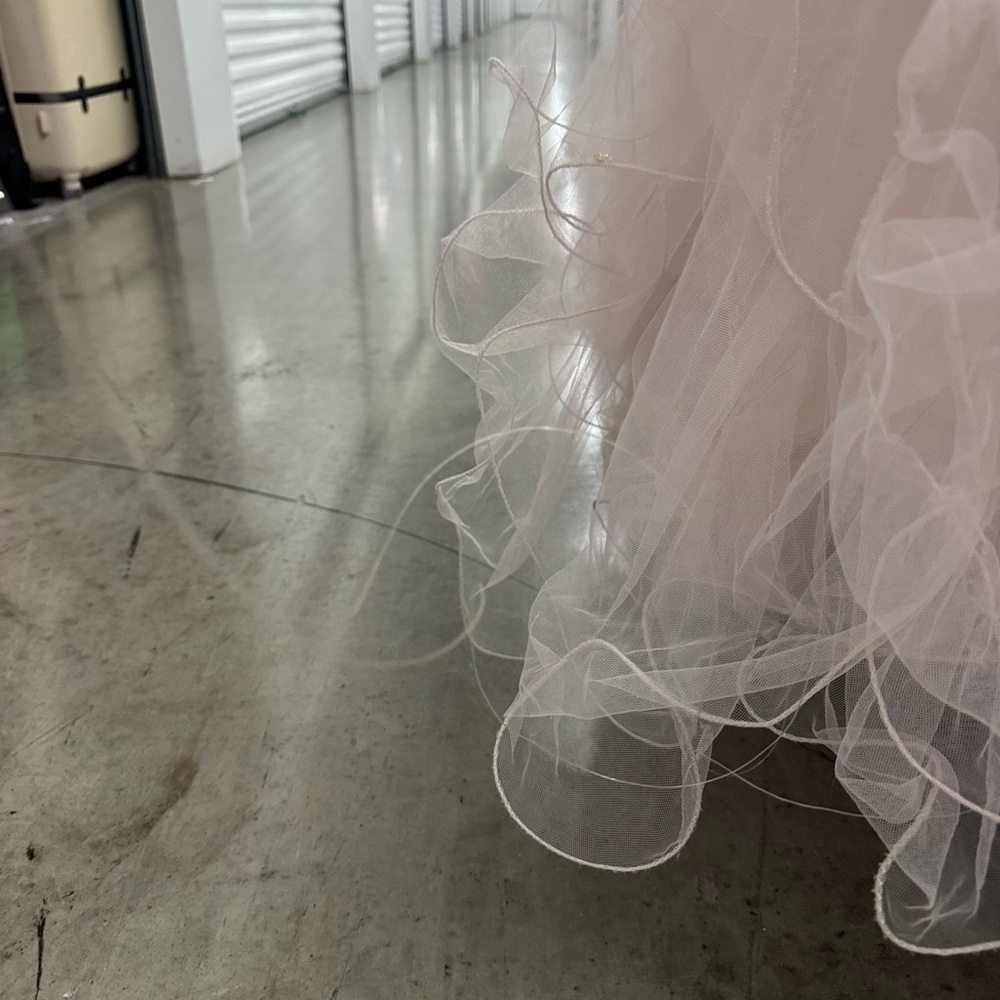 Blush Pink Ball Gown Quinceañera Prom Dress Rhinestone Corset Ruffle Tulle L/XL - Picture 7 of 14